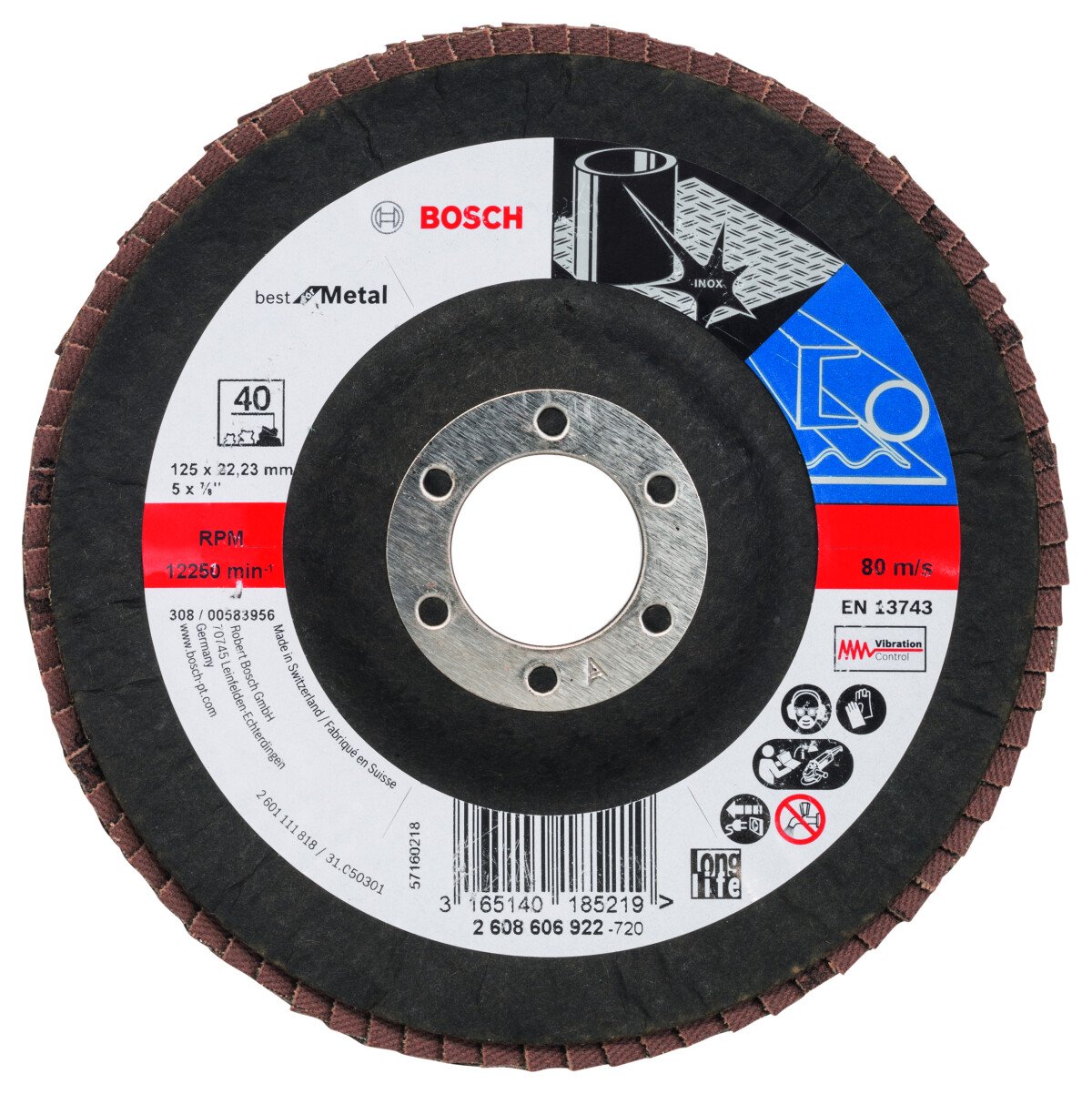 Bosch 2608606922 Flap Sanding discs for Angle Grinders . 125x22 G40