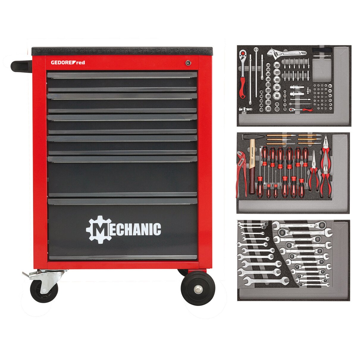 Gedore RED 3301673 Mechanic Workshop Trolley with 129 Piece Toolset