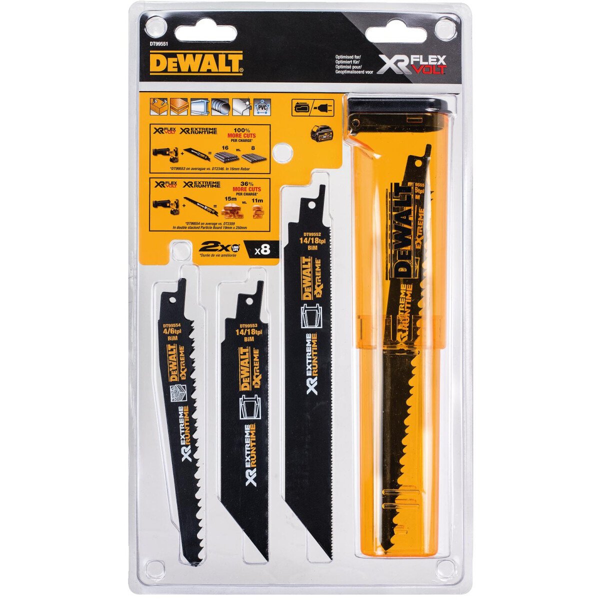 DeWalt DT99551-QZ XR Flex Volt Reciprocating Saw Blade Set 8 Piece