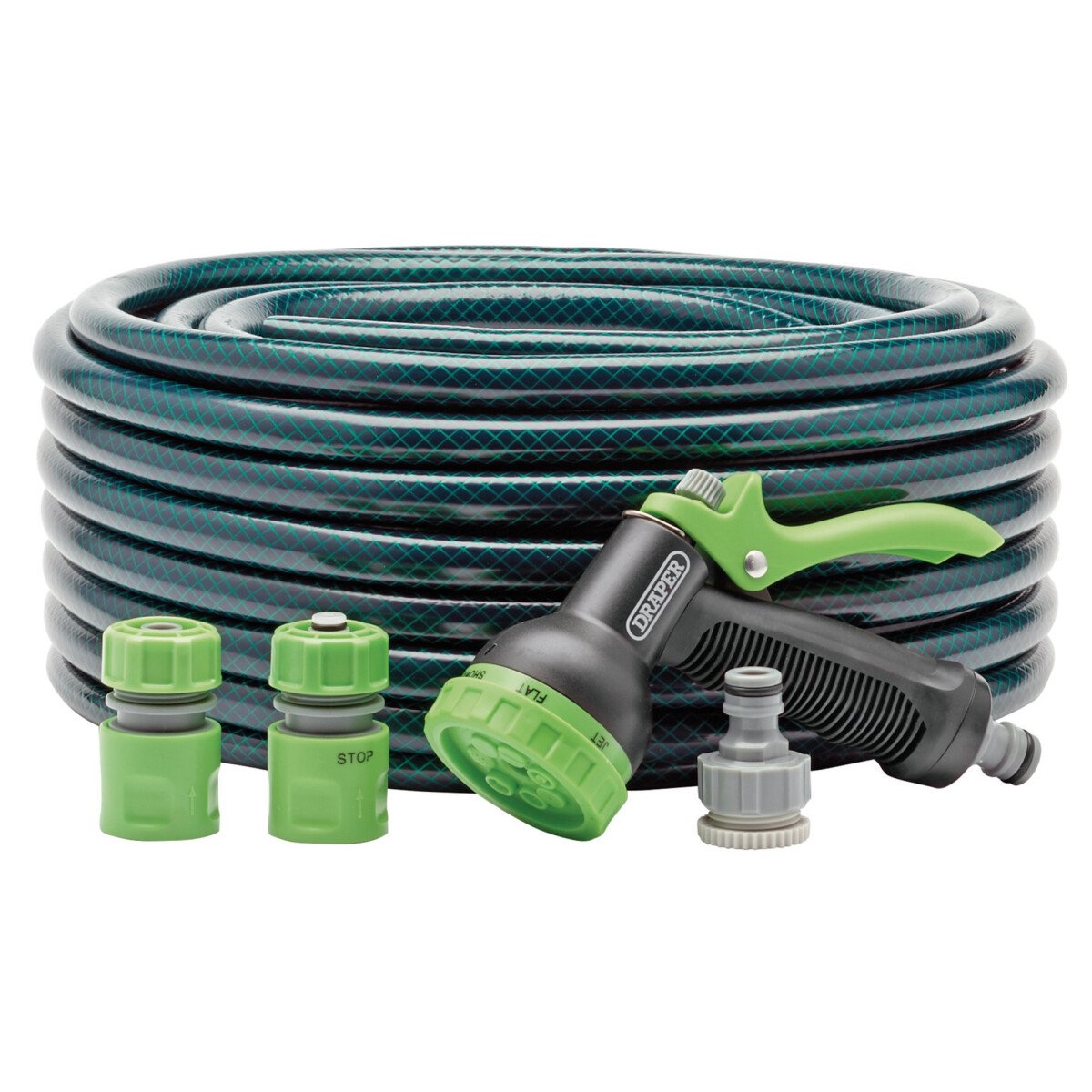 Draper 56447 GH2/GW16 12mm Bore x 30m Garden Hose and Spray Gun Kit