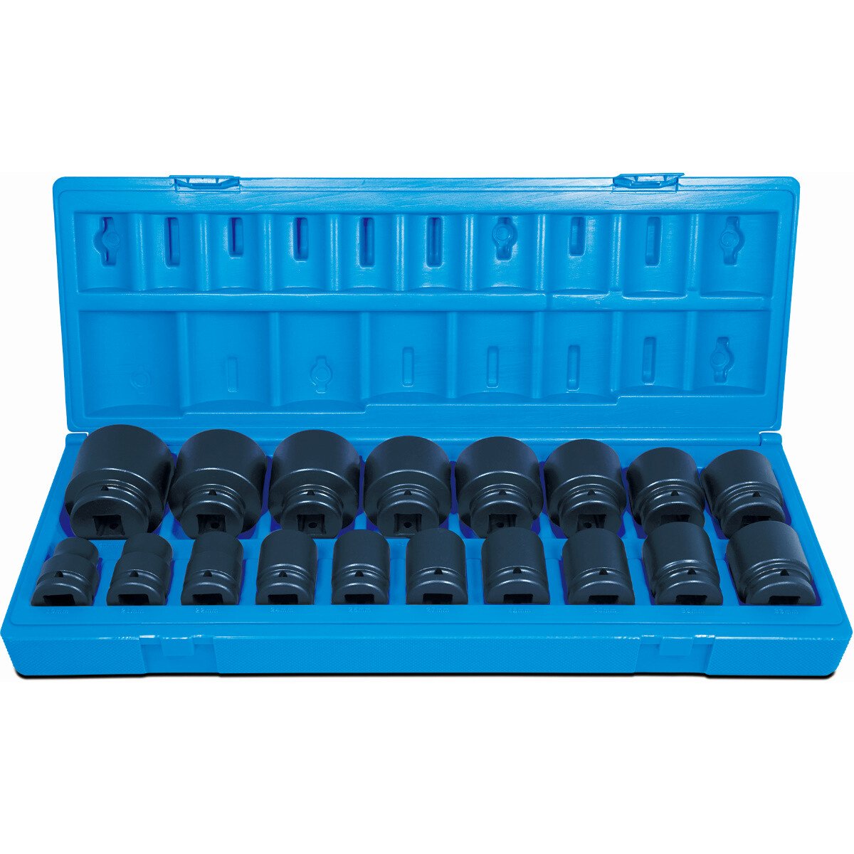 SET12MMS18 3/4" Metric 18 Piece Set of Regular Six-Point Impact Sockets