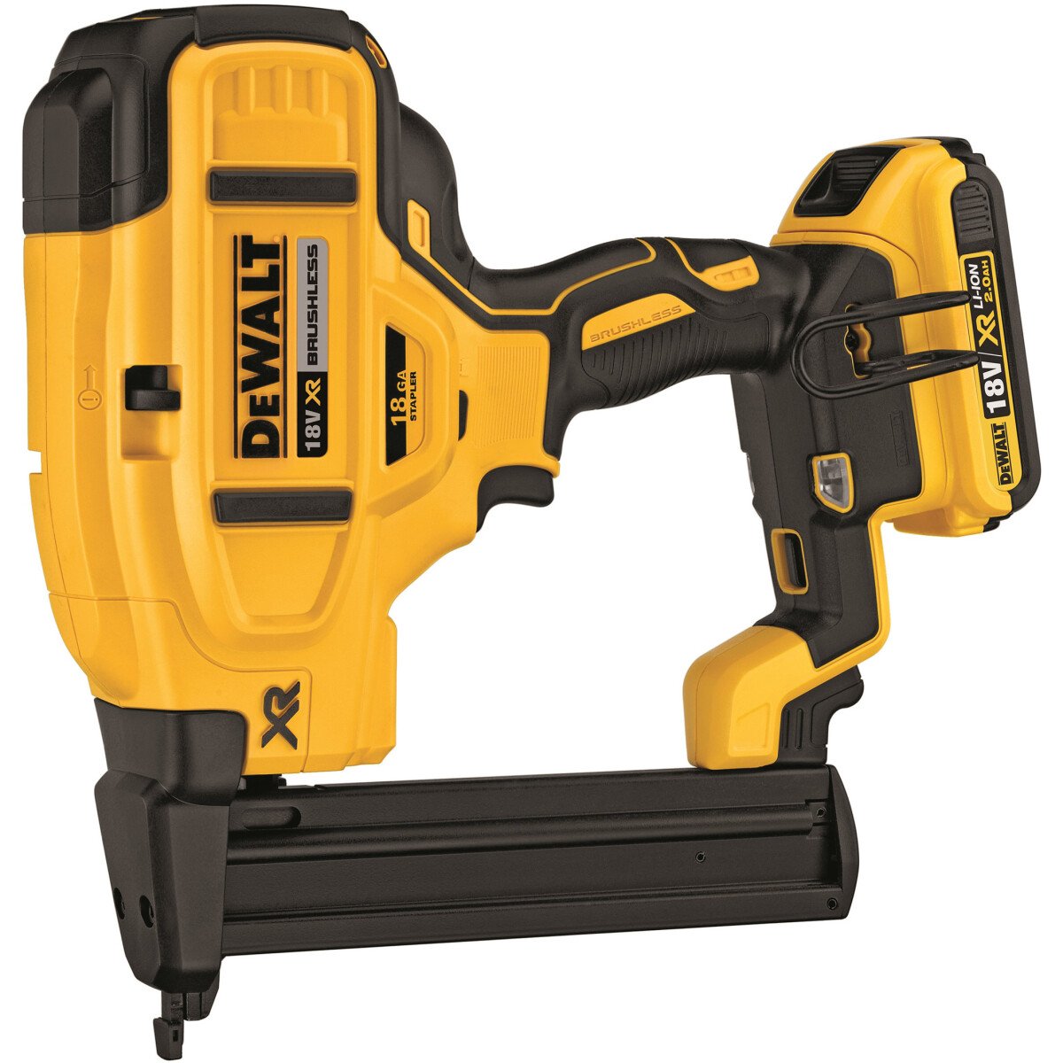 DeWalt DCN681D2-GB 18V Cordless XR Brushless 18Ga Narrow Crown Stapler with 2 x 2.0Ah Batteries in HD Kit Box