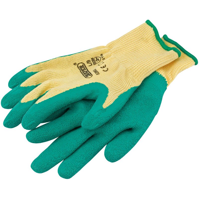 Work Gloves: Medium, Latex-Coated Nylon & Polyester, General Purpose