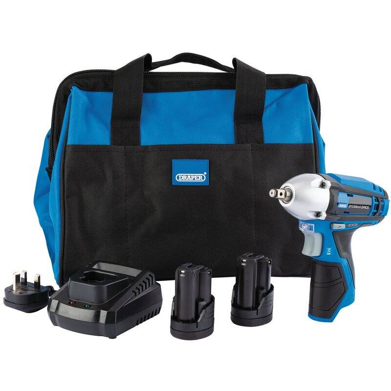 Draper 99717 PTKIWK10 Storm Force® 10.8 V Power Interchange Impact Wrench  Kit (+2x 1.5 Ah Batteries, Charger And Bag) from Lawson HIS