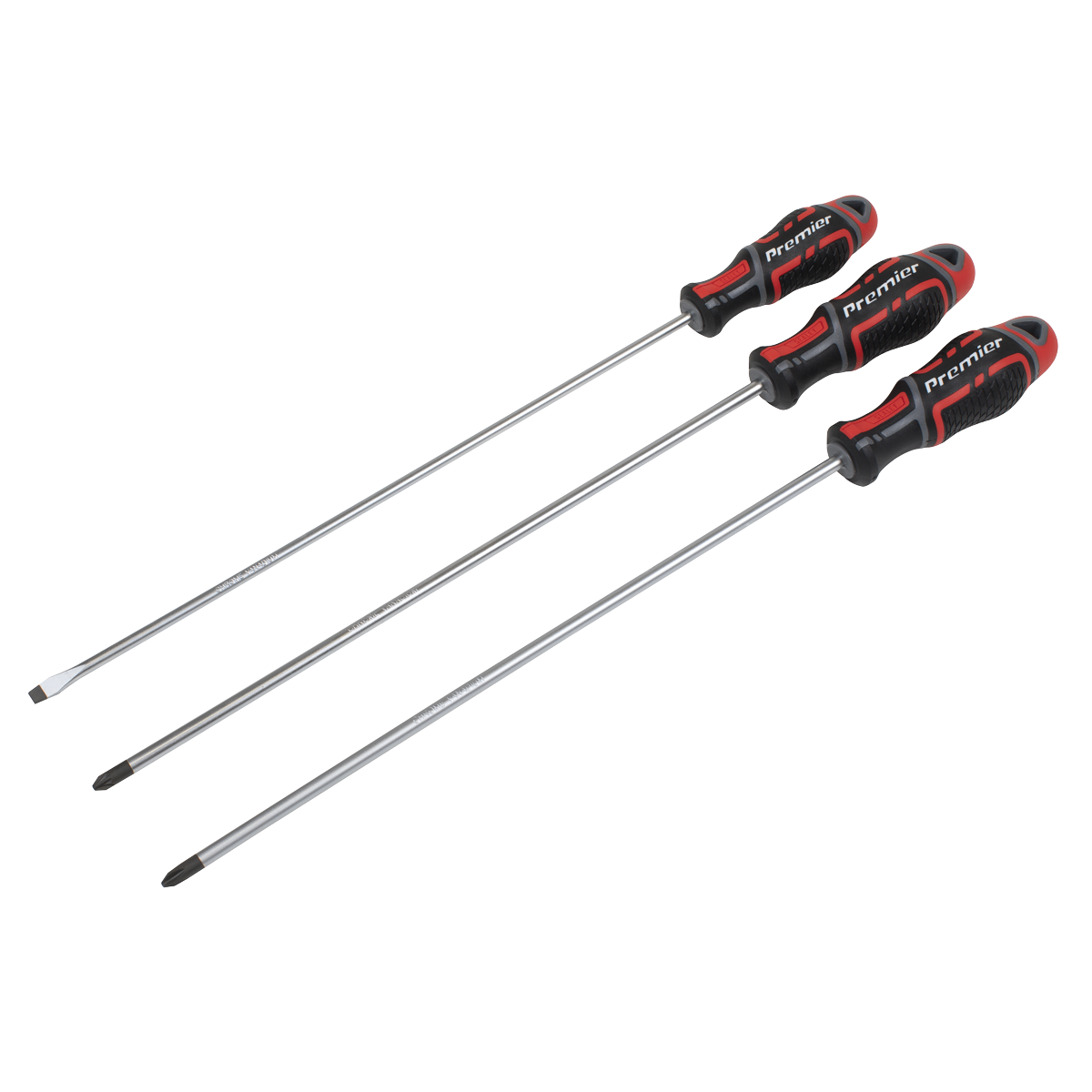 Sealey AK4372 GripMAX Screwdriver Set Extra-Long 3pc