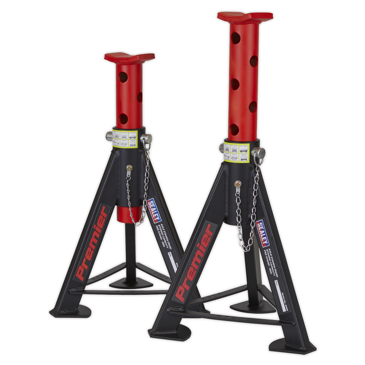 Sealey AS6R Axle Stands (Pair) 6tonne Capacity per Stand - Red