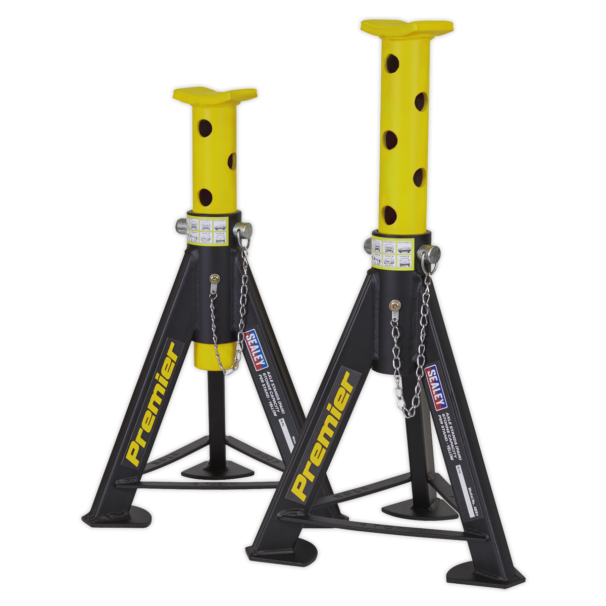 Sealey AS6Y Axle Stands (Pair) 6tonne Capacity per Stand - Yellow