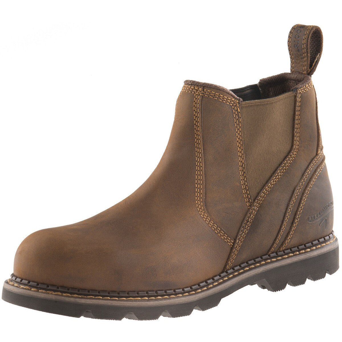 Buckbootz B1555SM Brown Leather Goodyear Welted Safety Dealer Boot SB P ...