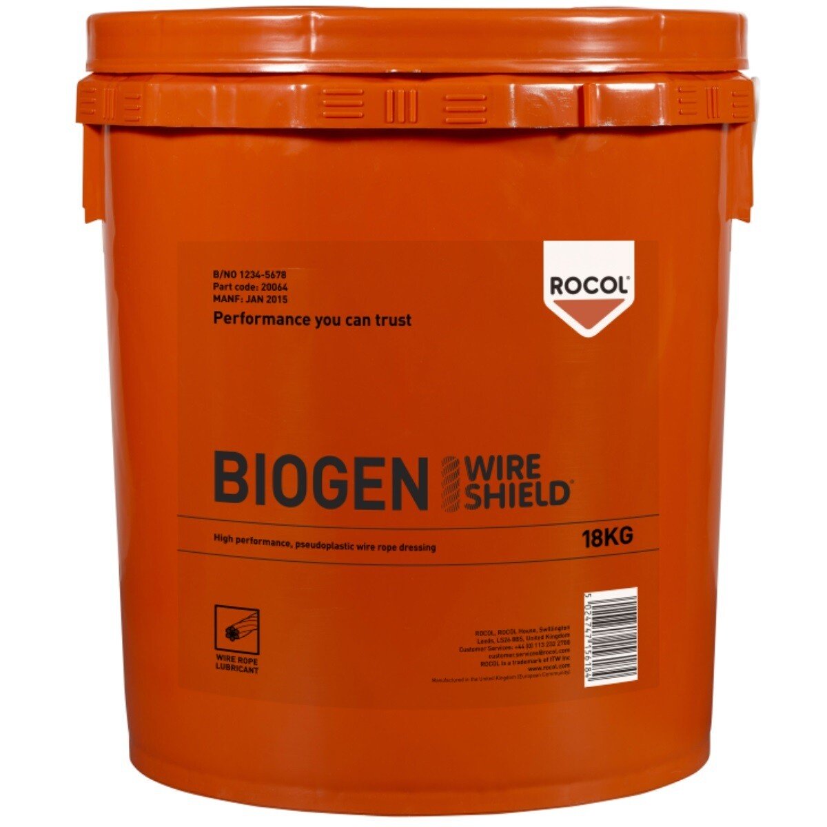 Rocol 20064 Biogen Wireshield VGP Compliant Lubricant for Wire Ropes and ROV Umbilicals 18kg