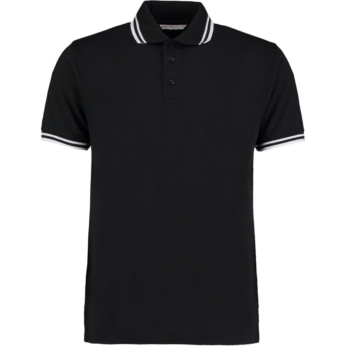 Kustom Kit KK409 Classic Fit Tipped Collar Polo Shirt - Black/White - MEDIUM - Clearance Item!