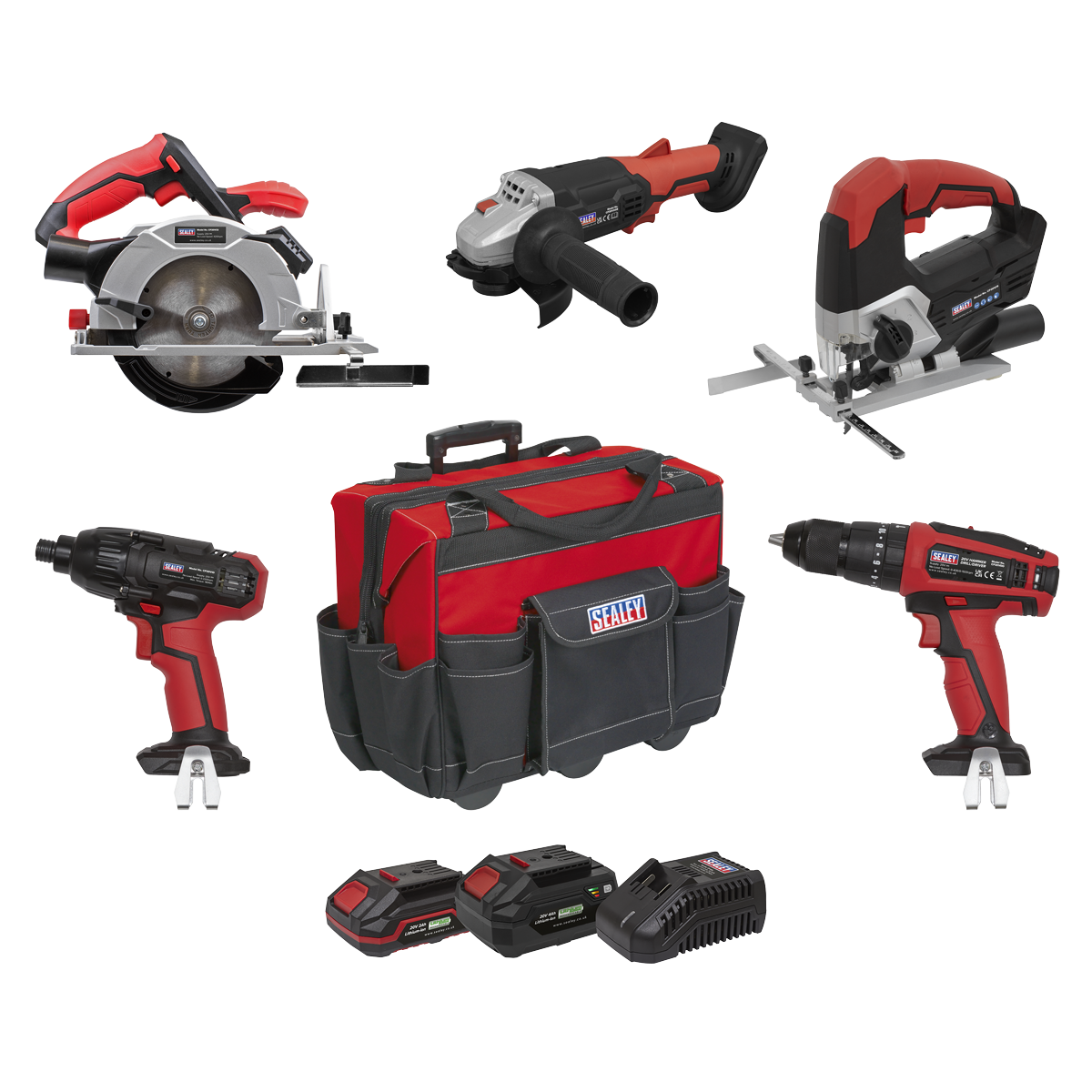 Sealey CP20VCOMBO13 5 x 20V SV20 Series Cordless 5 Tool Combo Kit - 2 Batteries