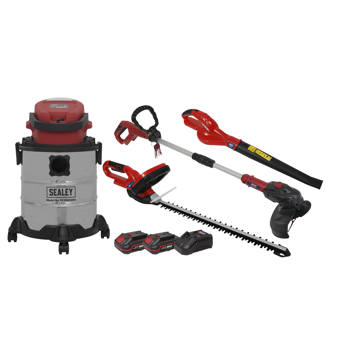 Sealey CP20VCOMBO3 4 x 20V SV20 Series Cordless Garden Power Tool Combo Kit - 2 Batteries