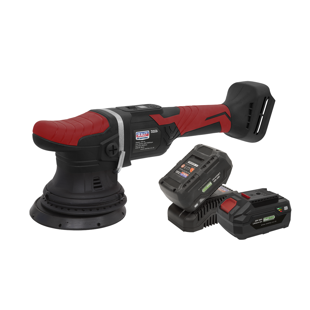 Sealey CP20VOPKIT2 Cordless Orbital Polisher Kit 20V ø125mm - 2 Batteries