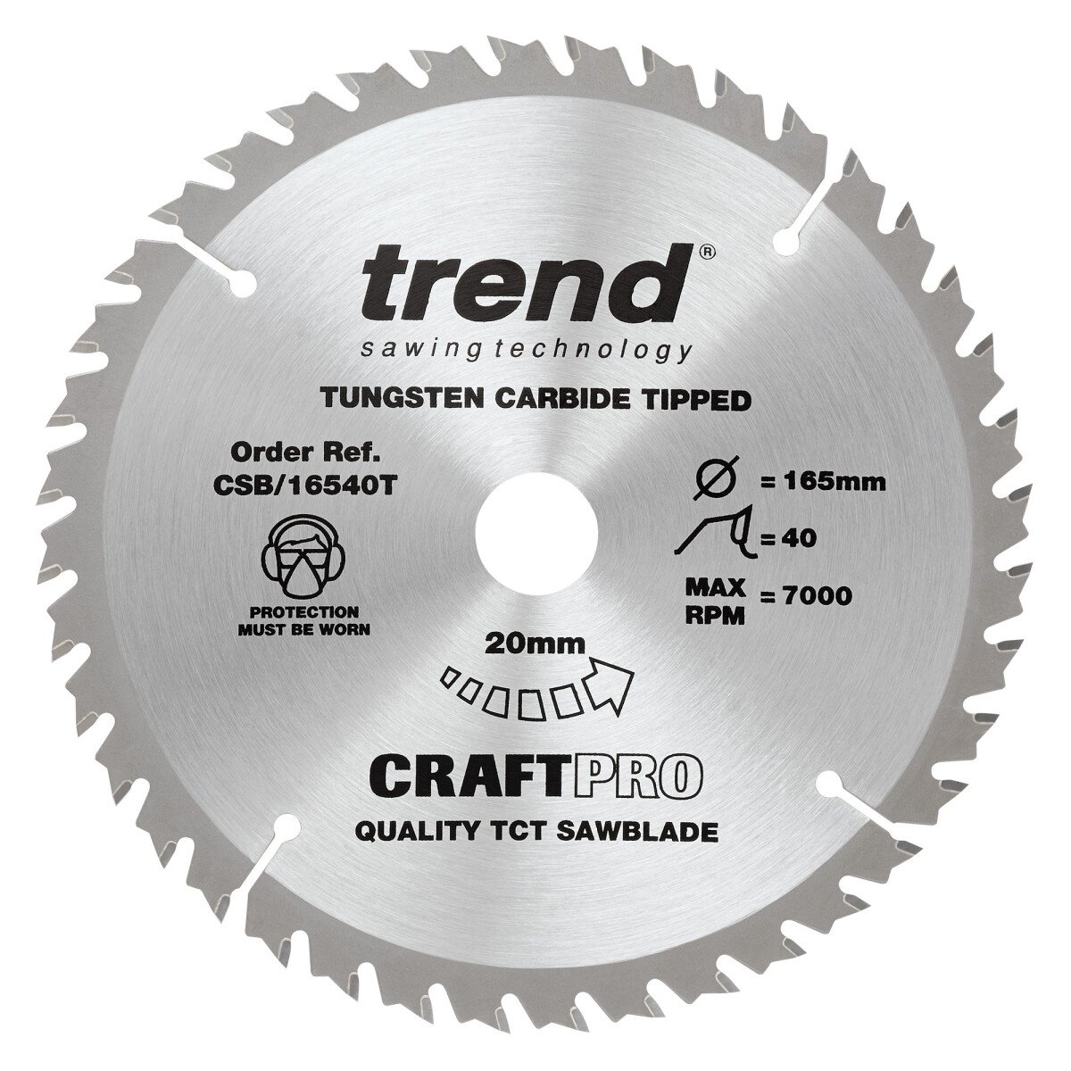 Trend CSB/16540T Craft saw blade 165mm x 40 teeth x 20 thin