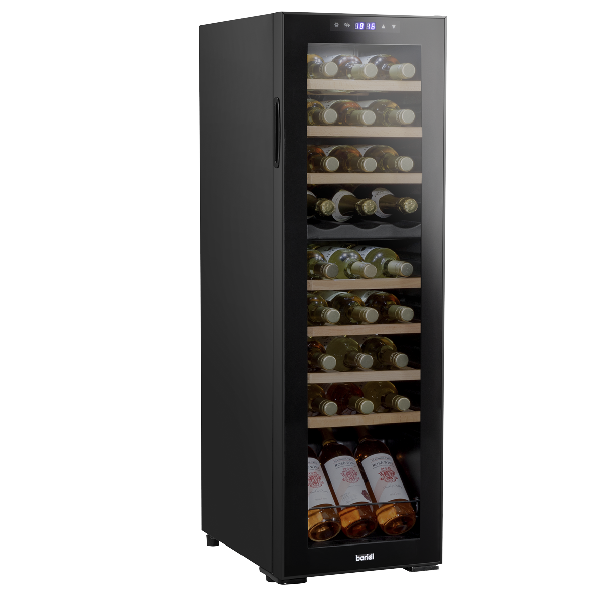 Sealey DH90 Baridi 27 Bottle Dual Zone Wine Cooler, Fridge with Digital Touch Screen Controls, Wooden Shelves & LED Light, Black