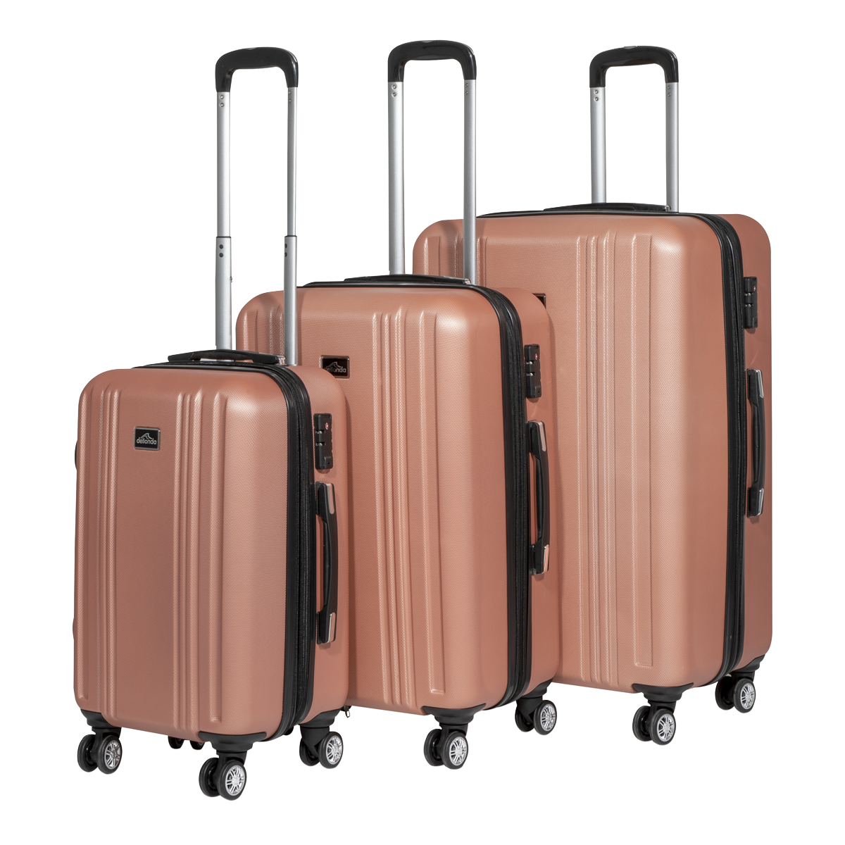 Sealey DL125 Dellonda 3-Piece Lightweight ABS Luggage Set with Integrated TSA Approved Combination Lock - Rose Gold - DL125