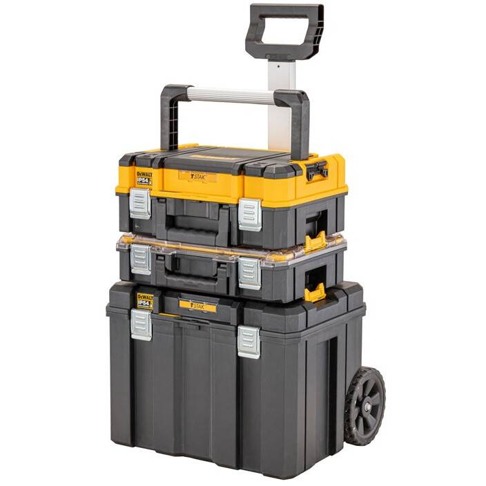 DEWALT, Black and Yellow TSTAK 2.0 Shallow Toolbox with Long Handle