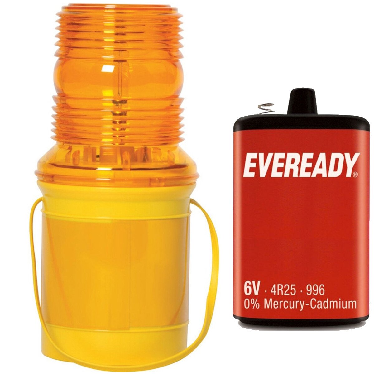 Lawson-HIS 130mm Amber Flashing Hazard Light LED + PJ996 Eveready Battery