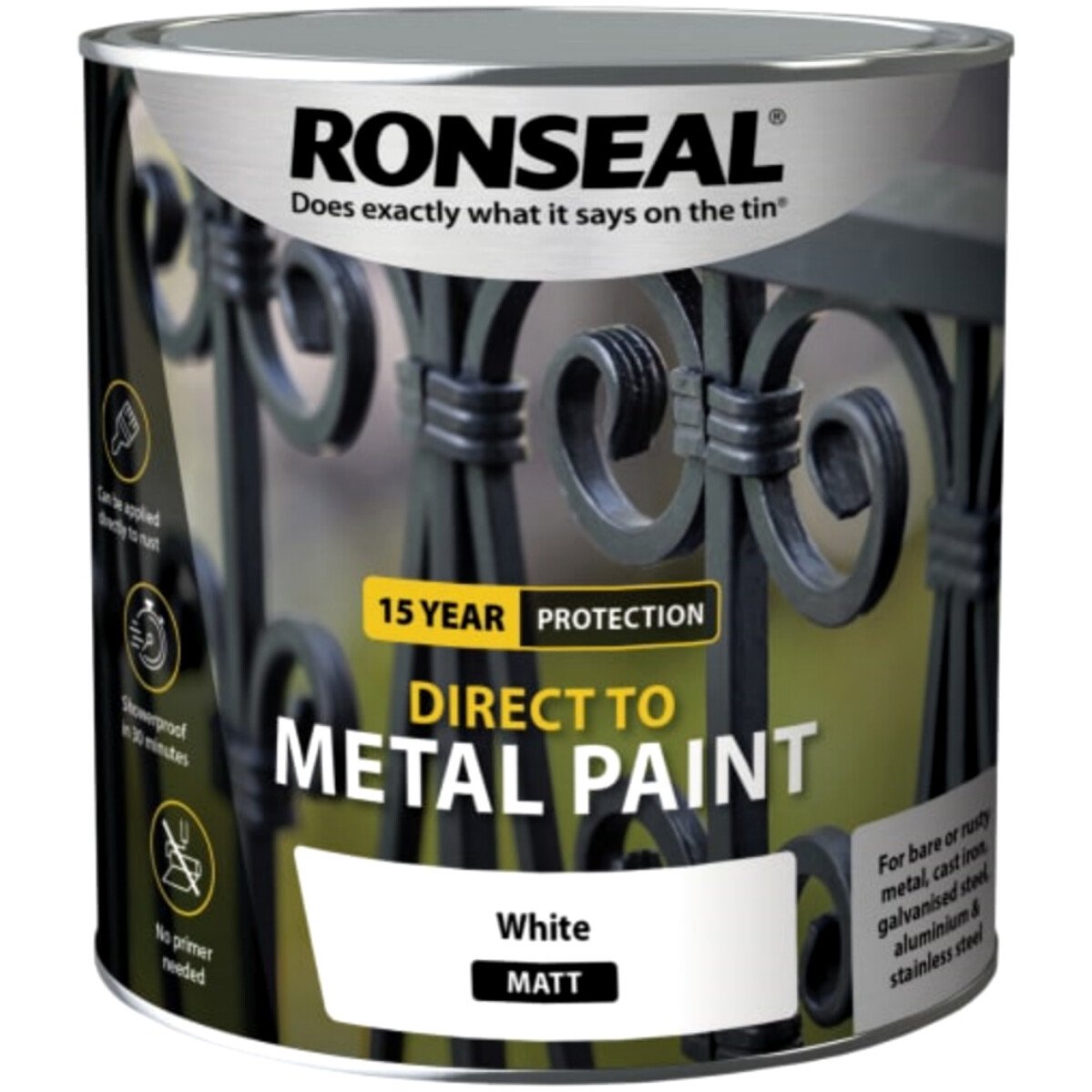 Ronseal 39217 Direct to Metal Paint White Matt 2.5 Litre RSLDTMWM25L