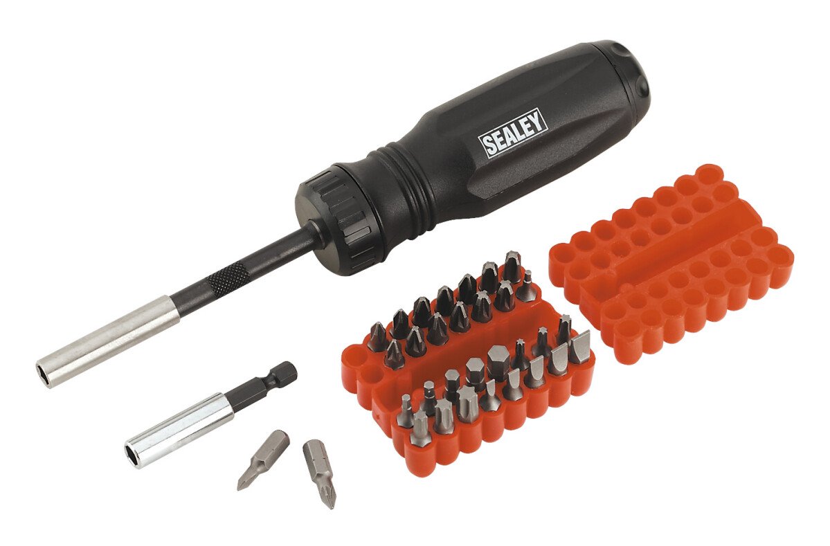 Sealey AK6498 Gearless Screwdriver with 33 Piece Bit Set