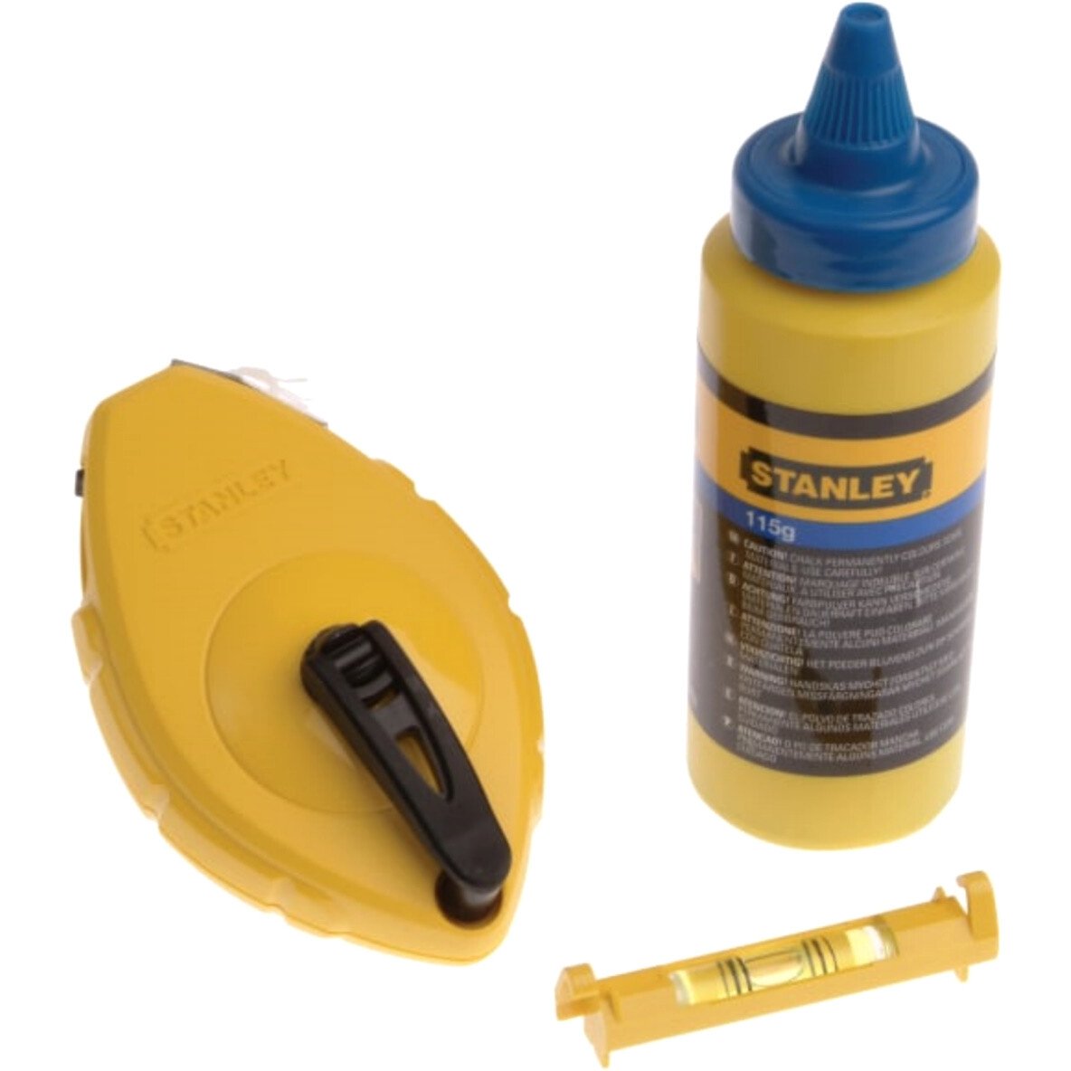 Stanley 0-47-443 Chalk Line 30m with Blue Chalk and Level STA047443