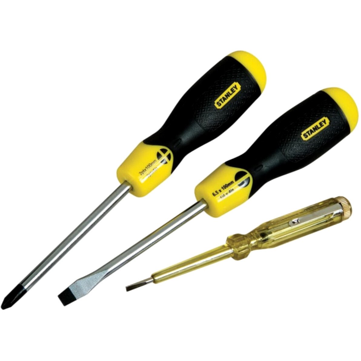 Stanley 0-65-012 Cushion Grip Screwdriver Set 3 Piece/Voltage Tester STA065012