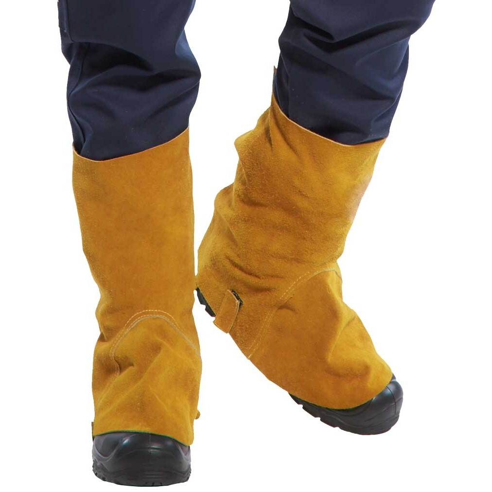 Portwest SW32 Pair of Leather Welding Boot Cover Flame Resistant - Tan ...