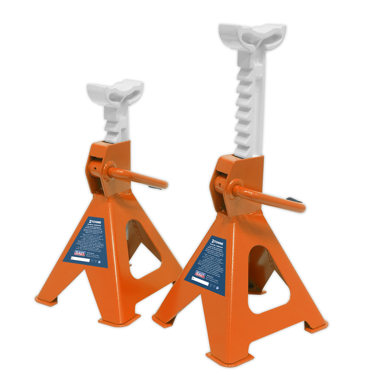 Sealey VS2002OR Axle Stands (Pair) 2tonne Capacity per Stand Ratchet Type - Orange