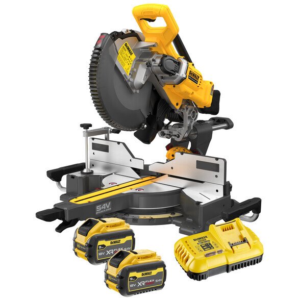 DeWalt DCS781X2-GB 54V XR Flexvolt Brushless 305mm Slide Mitre Saw With 2 x 9.0Ah Batteries 