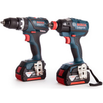 Bosch GSB18 V-60C Combi Drill + GDX18 V-200C Impact Wrench/Driver 18V Brushless  With 2x 5.0Ah Batteries in L-BOXX 