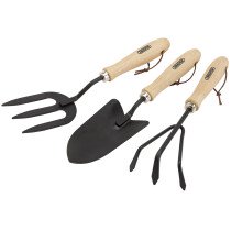Draper 83993 GCSTS3DD Carbon Steel Hand Fork, Cultivator and Trowel with Hardwood Handles
