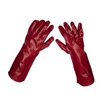 Sealey 9114/12 Red PVC Gauntlets 450mm - Pack of 12 Pairs