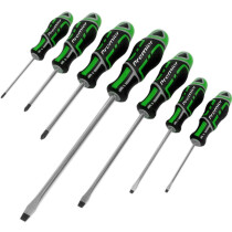 Sealey AK4325HV Screwdriver Set 7 Piece GripMAX®  Slotted and Pozi Hi-Vis Green