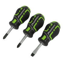 Sealey AK4328HV Screwdriver Set 3pc GripMAX Stubby - Hi Vis