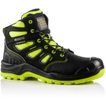 Buckbootz BVIZ2 Buckz Viz Black/Hi-Viz Leather/Cordura S3 Non Metallic Hiker Safety Boot - Yellow - UK12
