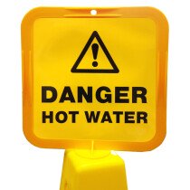 JSP Lamba CLOFF1240 'Danger Hot Water' Safety Message Label 21cm For Lock-In Sign Holder