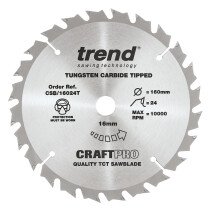 Trend CSB/16024T Craft saw blade 160mm x 24 teeth x 16 thin