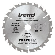 Trend CSB/16524T Craft saw blade 165mm x 24 teeth x 20 thin