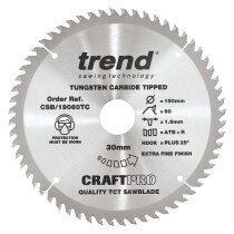 Trend CSB/19060TC Craft saw blade 190mm x 60 teeth x 30 x 1.55 for DCS575