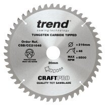 Trend CSB/CC21648 Craft saw blade crosscut 216mm x 48 teeth x 30mm