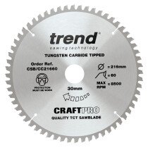 Trend CSB/CC21660 Craft saw blade crosscut 216mm x 60 teeth x 30mm