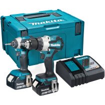 Makita DLX2507TJ 18v LXT Brushless Twin Kit Combi Drill + Impact Driver with 2x 5.0Ah Batteries and Charger in Makpac Case