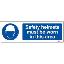 JSP HBJ081-000-000 Rigid Plastic "Safety Helmets Must Be Worn In This Area" Safety Sign 600x200mm