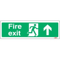 JSP JSP106 Rigid Plastic "Fire Exit" Arrow Up +Running Man Safety Sign 600x200mm