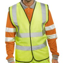Lawson-HIS Yellow Hi Vis Vest with High Visibility Two Band and Brace (EN471 Class 2 Hi-Vis Waistcoat)