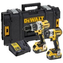 DeWalt DCK276P2-GB XR Brushless Kit DCD996 Combi Hammer and  DCF887 Impact Driver with 2 x 5.0Ah Batteries in TOUGHSYSTEM Case