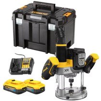 DeWalt DCW620H2-GB 18V XR Brushless 1/2" (12mm) Plunge Router With 2x 5.0Ah Powerstack Batteries in TSTAK