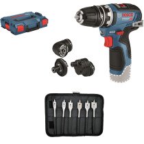 Bosch GSR 12V-35 FC with 6pc Drill Bit Set Body Only 12V Brushless Flexiclick Drill/Driver with Accessory Set In L-BOXX