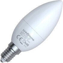 Link2Home L2HE145W Wi-Fi LED SES (E14) Opal Candle Dimmable Bulb, White + RGB 400 lm 5W  LTHE145W