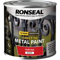 Ronseal 39193 Direct to Metal Paint Chilli Red Gloss 250ml RSLDTMCRG250